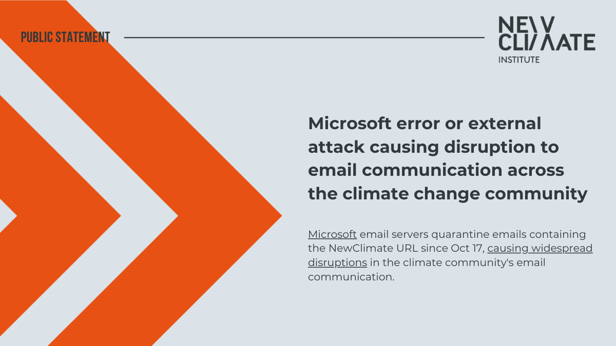 Microsoft error or external attack causing disruption to email communication across the climate change community