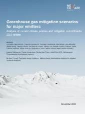 Report cover showing snowy mountain, title of report, NewClimate Institute logo and authors