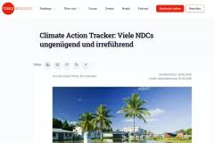 : Climate Action Tracker: Viele NDCs ungenügend und irreführend