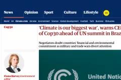 ‘Climate is our biggest war’, warns CEO of Cop30 ahead of UN summit in Brazil