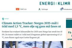  Climate Action Tracker: Norges 2035-mål i tråd med 1,5 °C, men olje og gass må fases ut