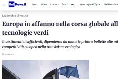 Europa in affanno nella corsa globale alle tecnologie verdi